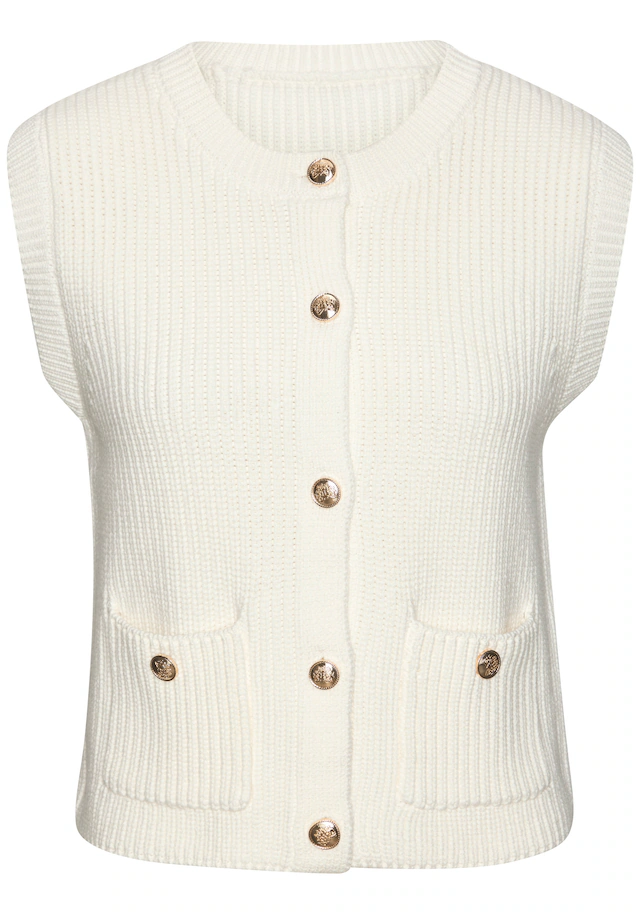LASCANA Strickweste mit Knopfleiste, ärmelloser Strickpullover, feminin, chic