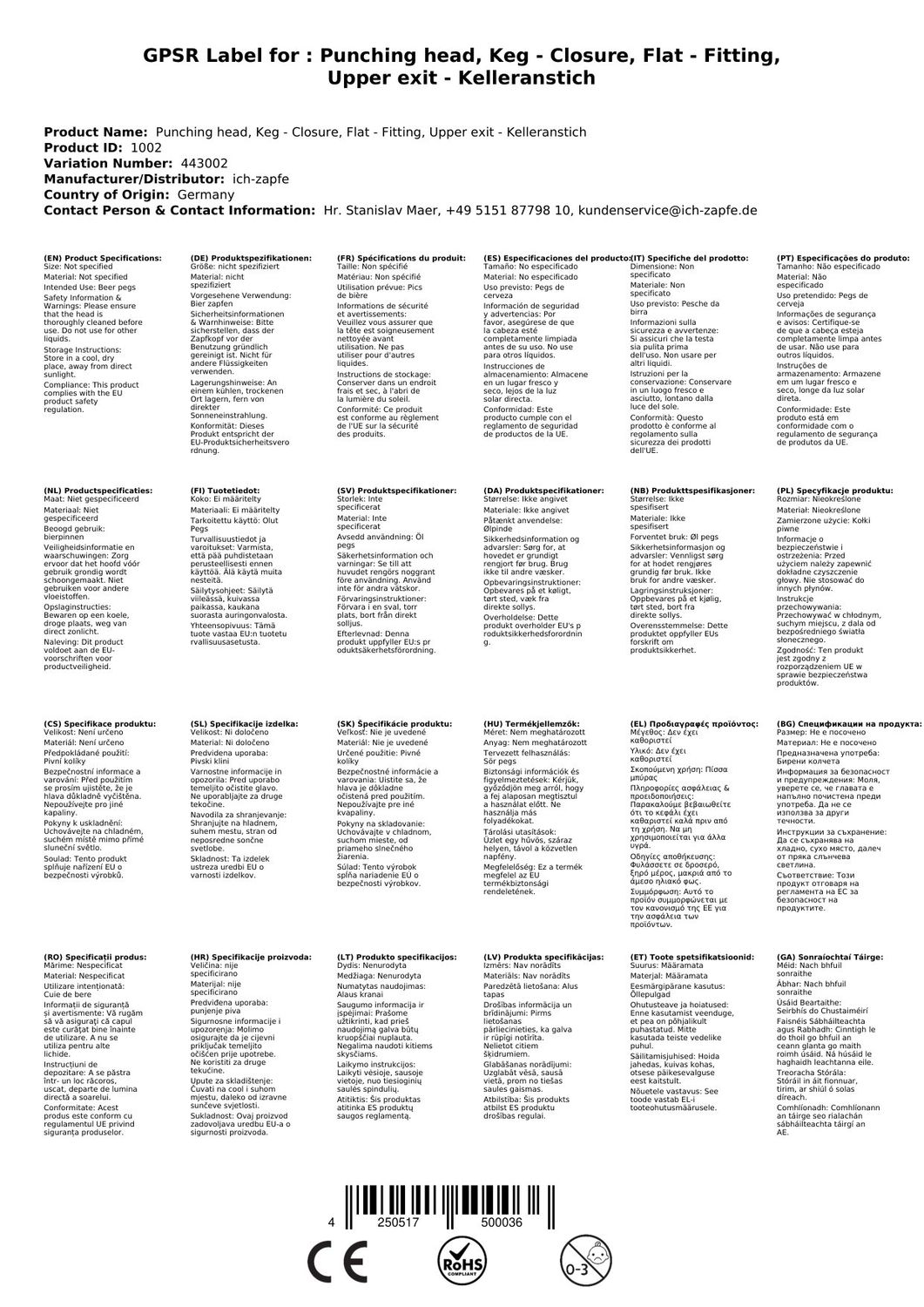 Zapfkopf , Keg - Verschluss , Flach - Fitting , oberer Ausgang - Kelleranstich