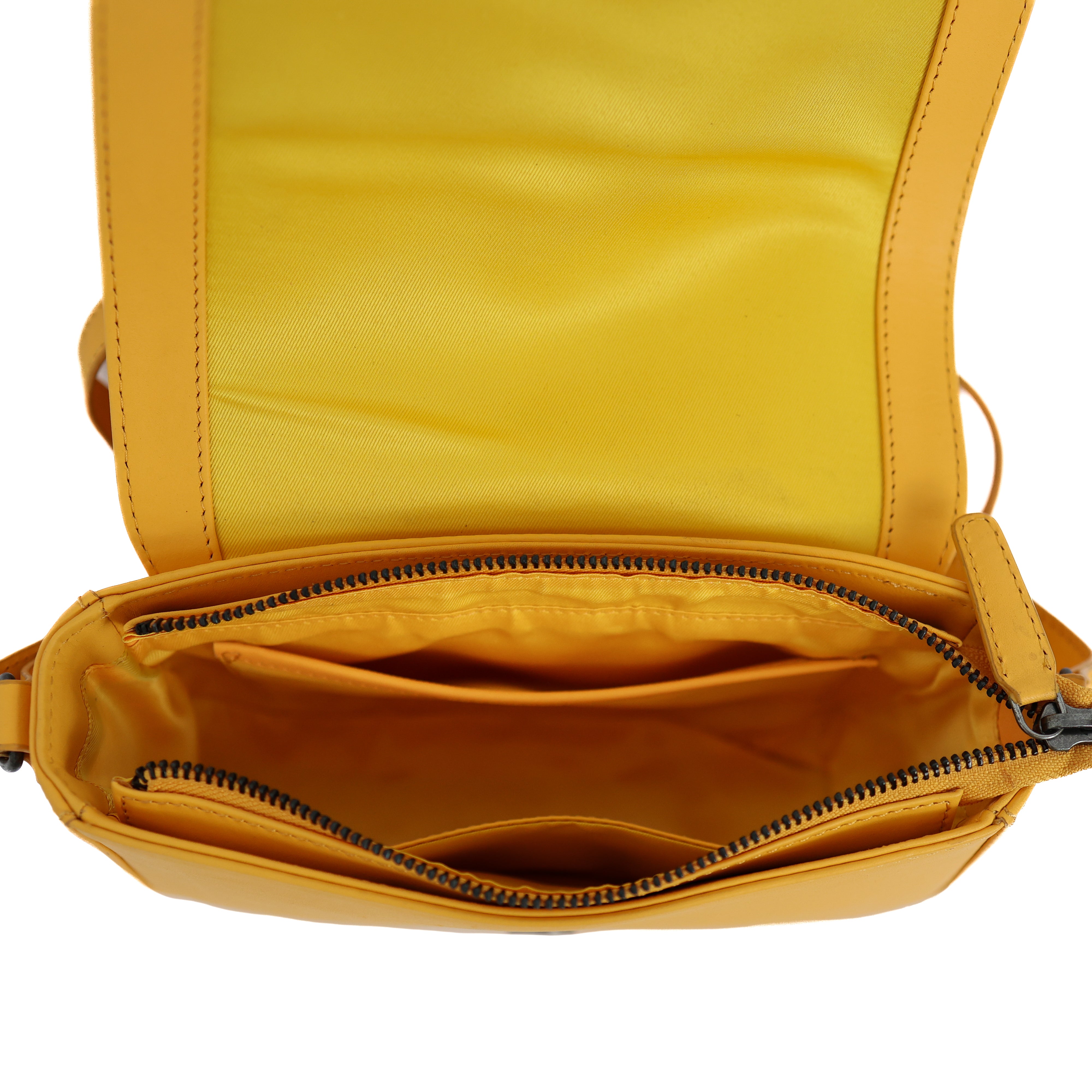 Schoudertasje met flap 'Anastasia' Yellow Yellow