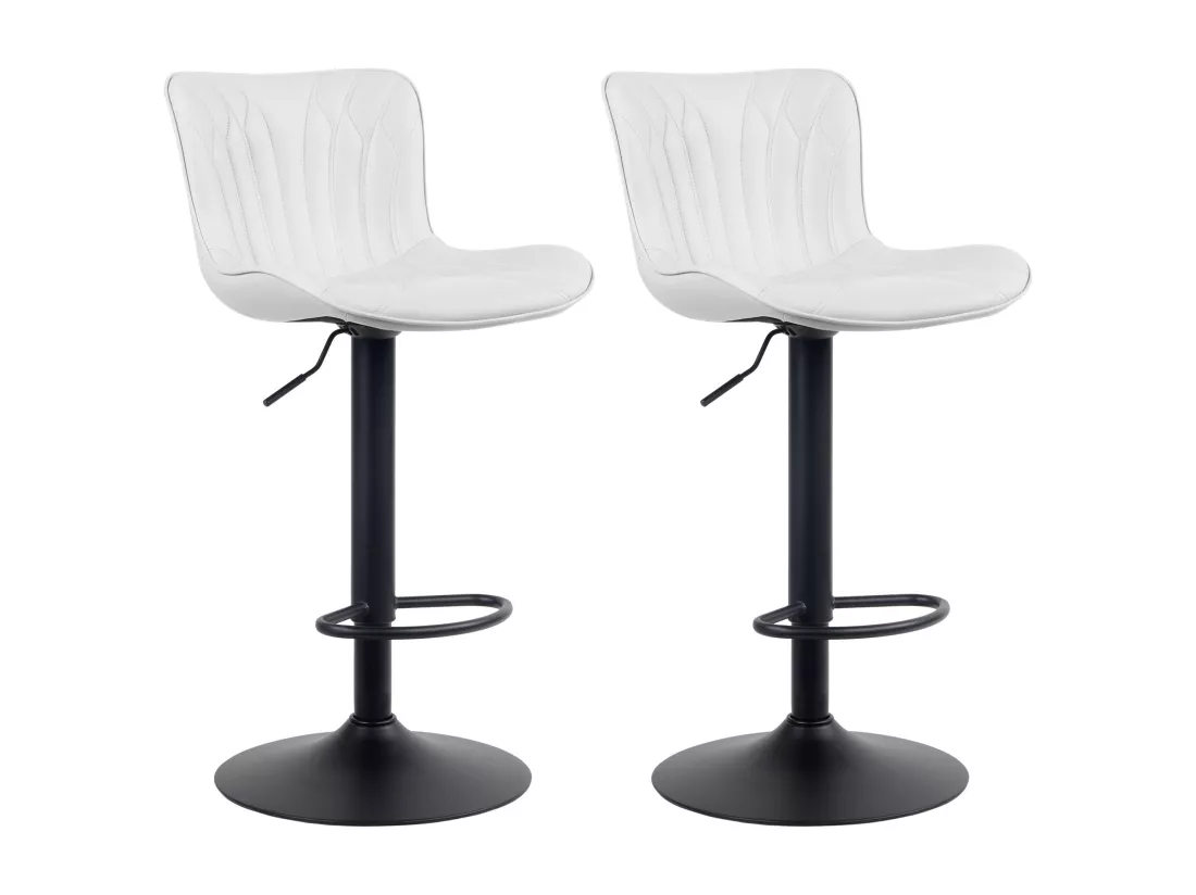 Lot de 2 Tabouret de bar - Similicuir - Blanc - Linus