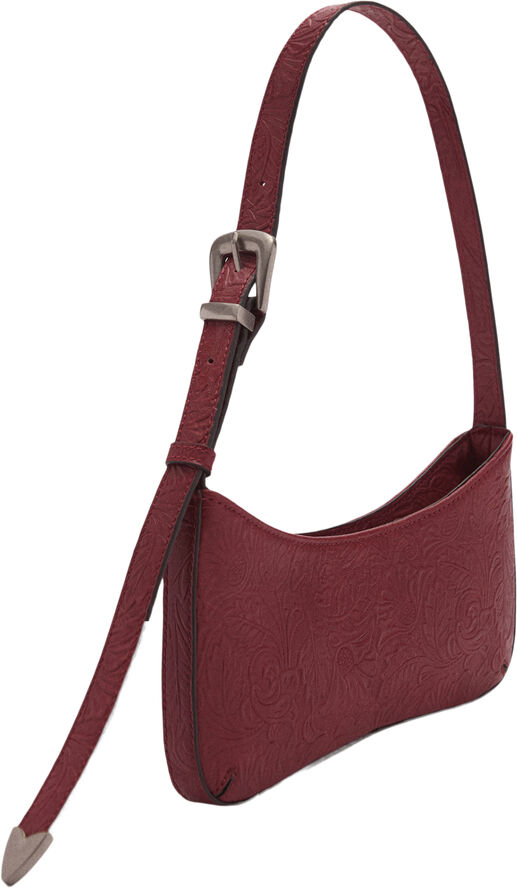 MANGO Textured shoulder bag Red