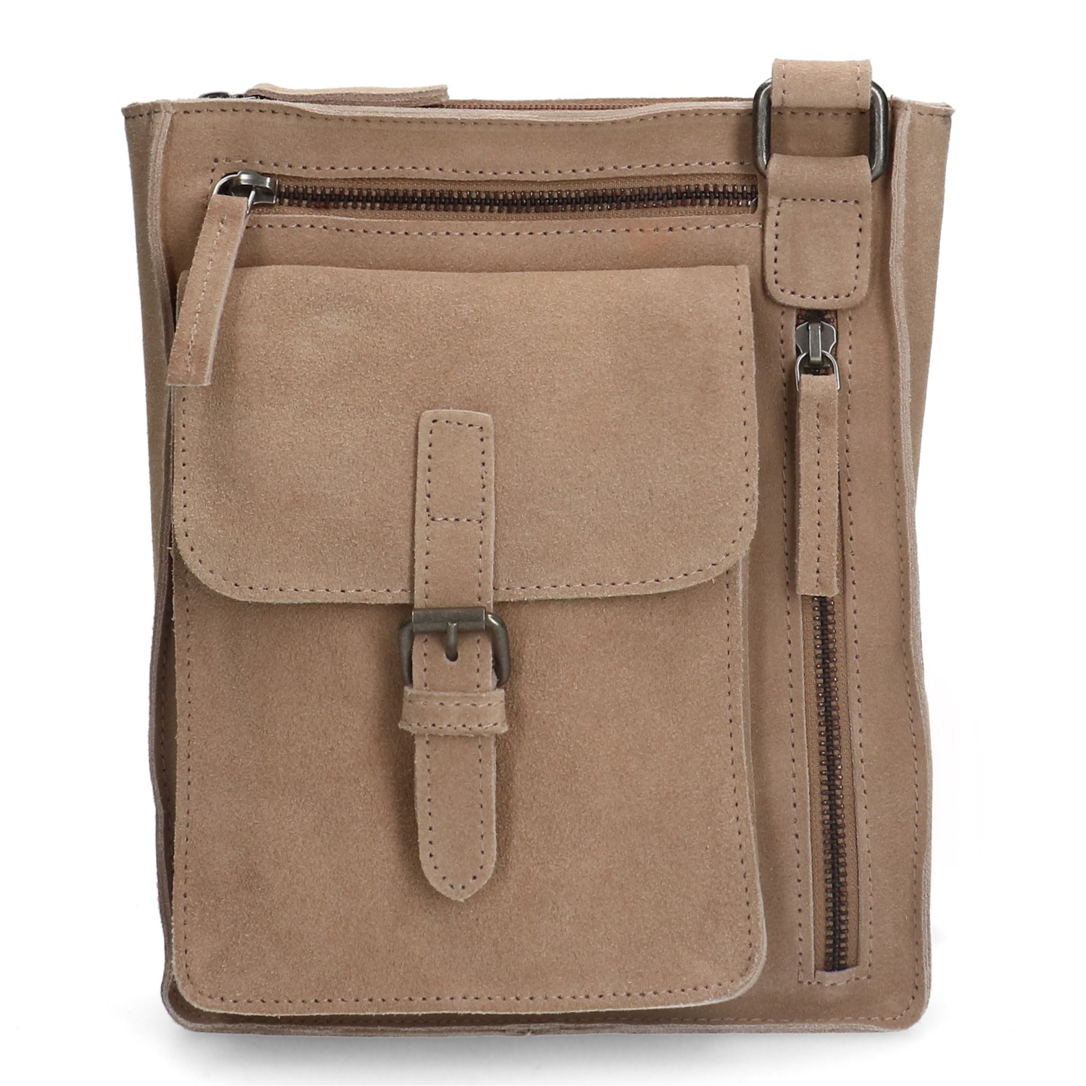 Beige suède schoudertas