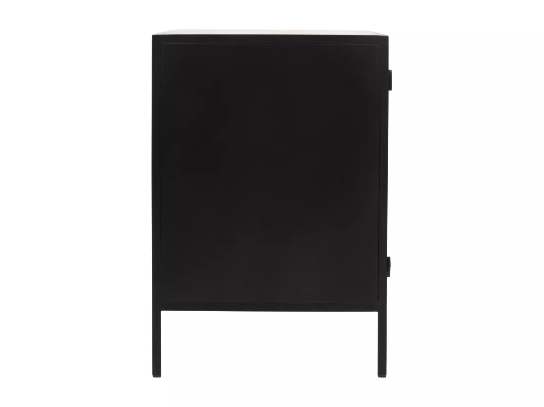 Meuble sous vasque en métal noir et bois de manguier- 2 portes - 95 cm - ORIONIS