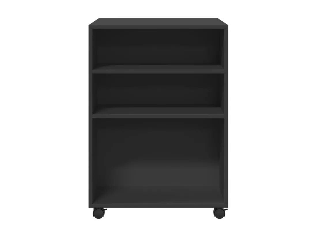 Table d'appoint avec roues noir 55x60x78 cm bois d'ingénierie