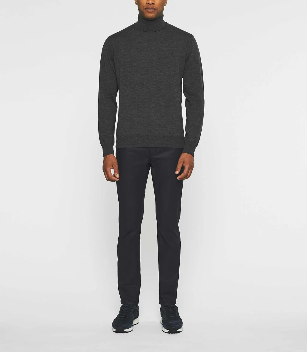Pull col roulé en laine mérinos gris anthracite BRUNO