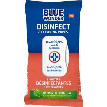 Blue Wonder Disinfect & Cleaning Wipes 72 Stuks