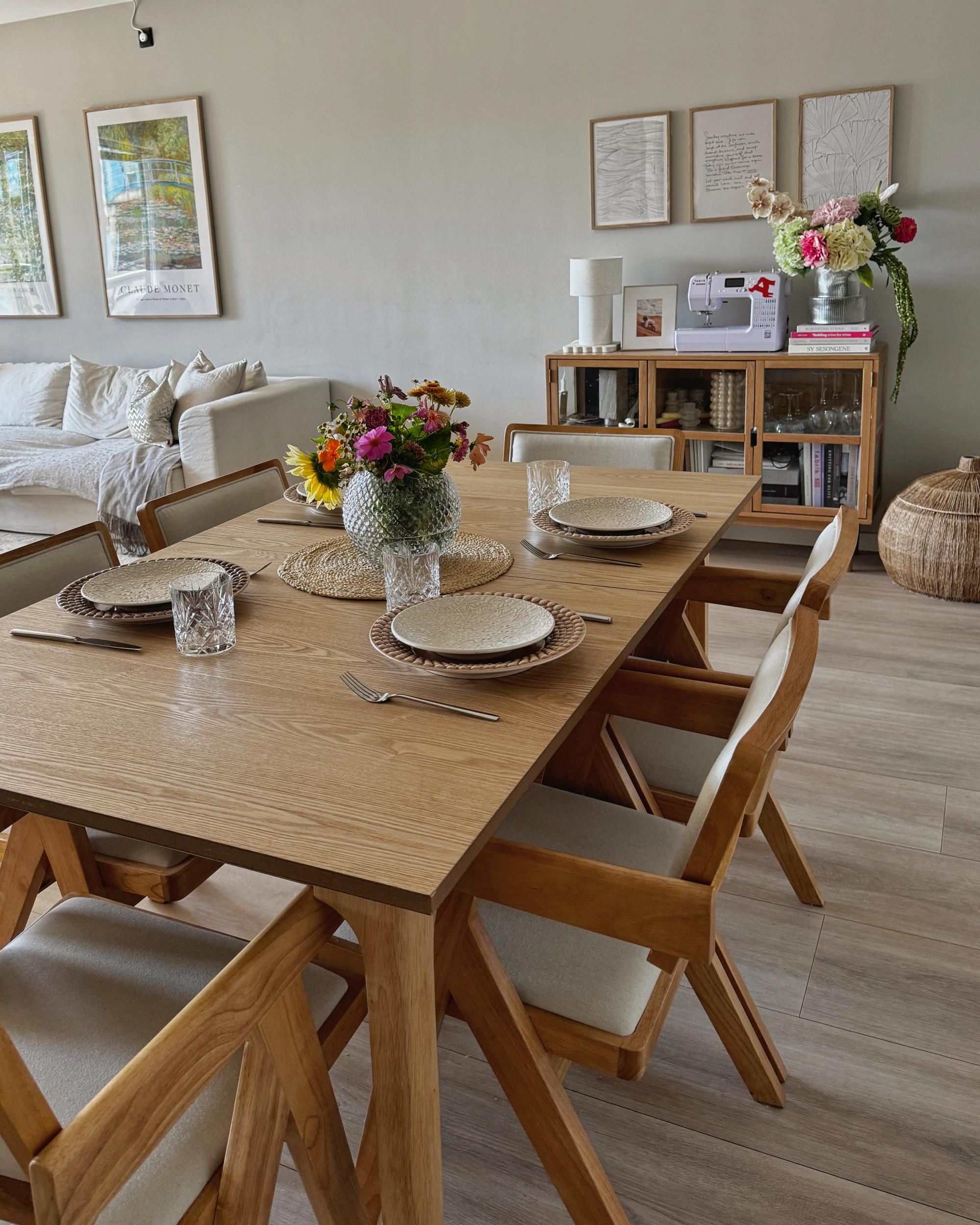 Eettafel uitschuifbaar DELMAS Licht essenhout 90 cm 160/200 cm