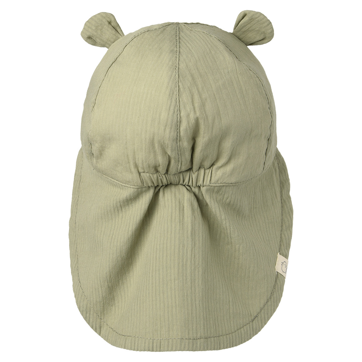 Topomini Baby Nackenkappe mit Ohren-Applikation oliv