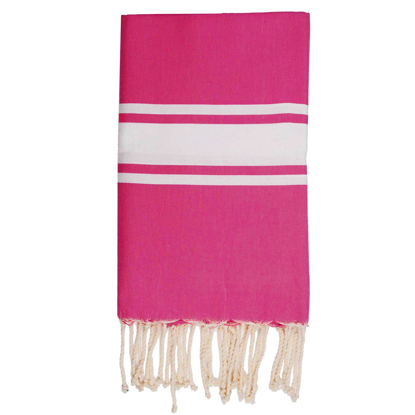 Febronie Fouta Traditionelle St Tropez rose fuschia/blanc - 100x200 cm