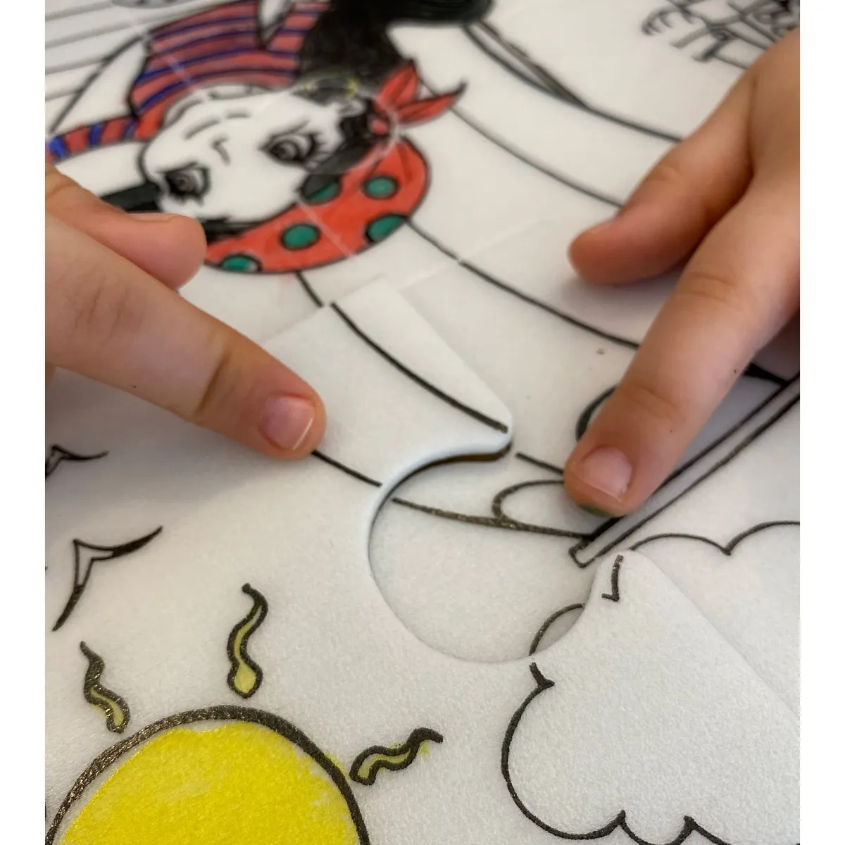 Funny Mat Casse-tête à Colorier et Crayons Lavables - Dinosaures
