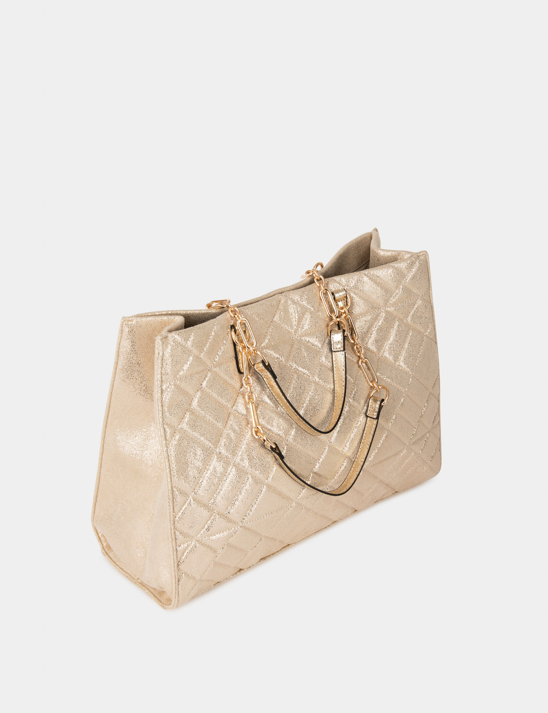 Sac cabas matelassé métallisé dore femme - dore