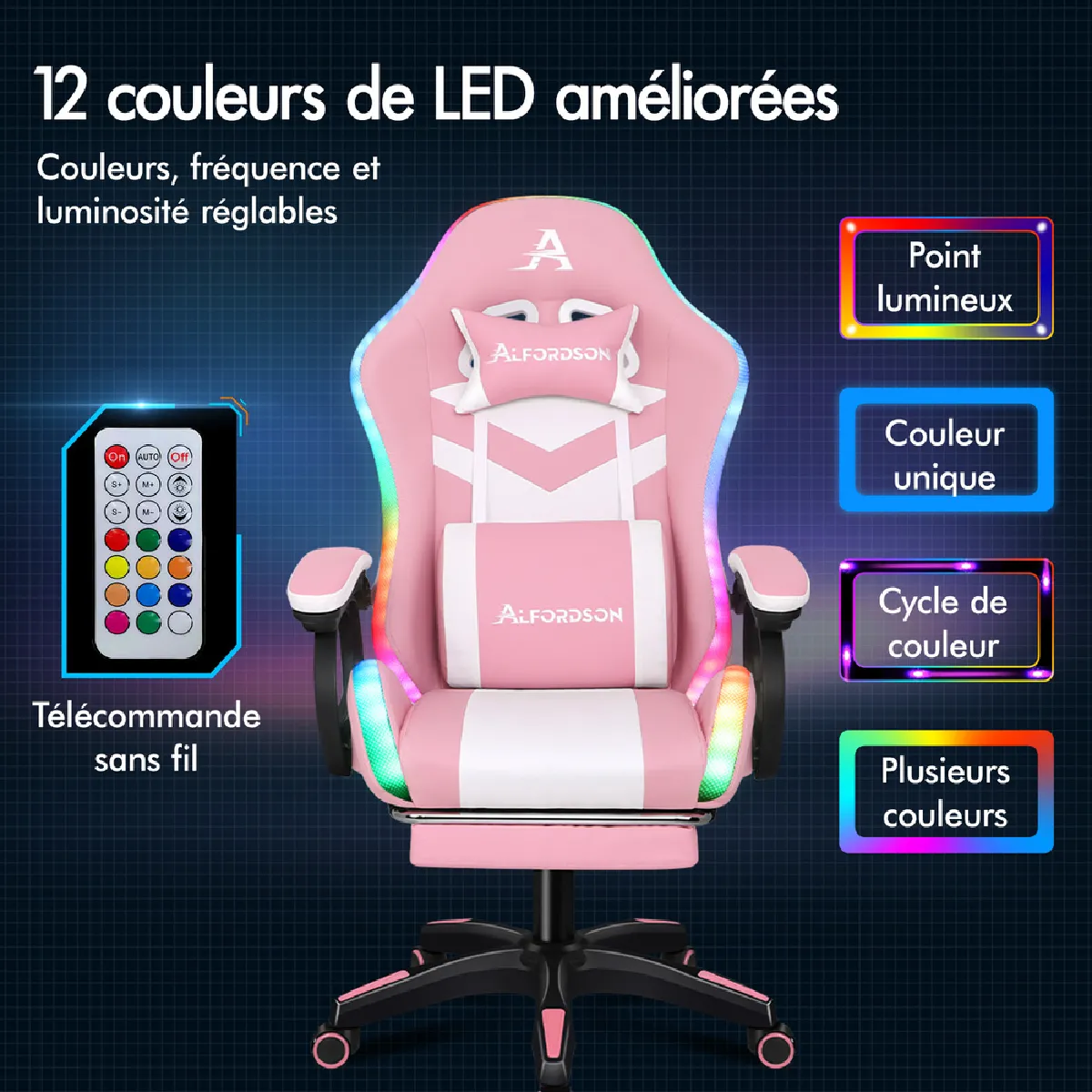 ALFORDSON LED/Massant Rose/Blanc