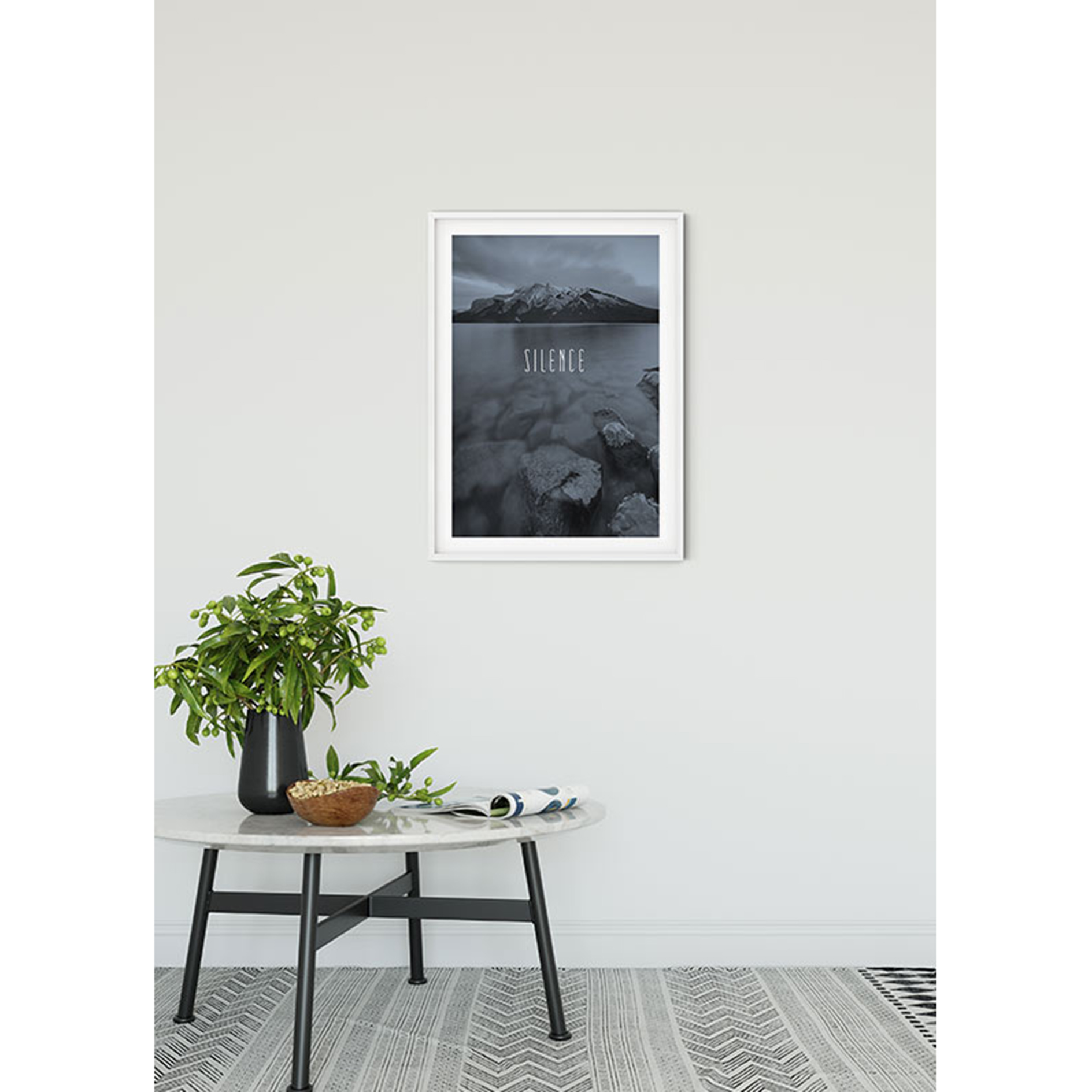 Wandbild WORD LAKE SILENCE STEEL - 50x70 cm