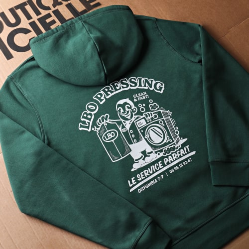 Sweat Capuche Drop Collection Pressing Vert Blanc