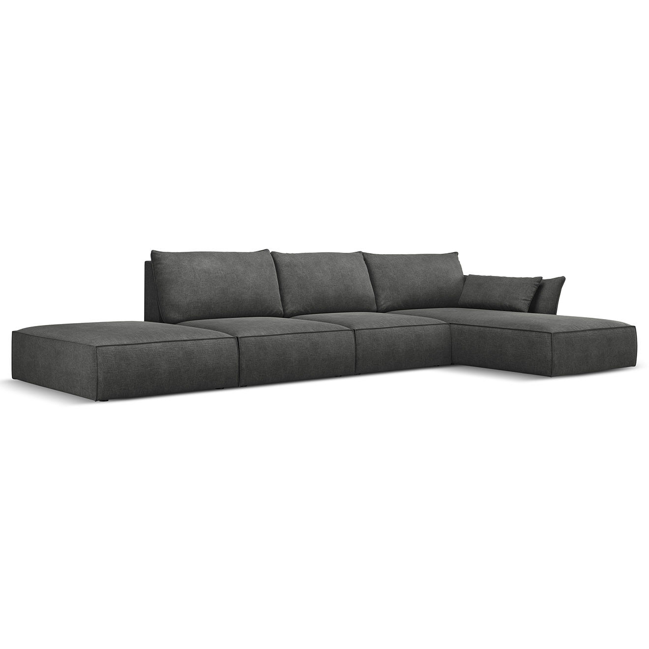 Mazzini Sofas Canapé D'Angle Droit Vanda 5 Places 1 gris - 386x166x85 cm