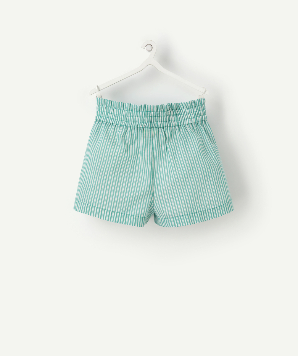 SHORT BÉBÉ FILLE EN COTON VERT AVEC RAYURES