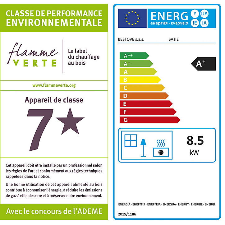 Poele à granulés Bestove Satie noir 9kW