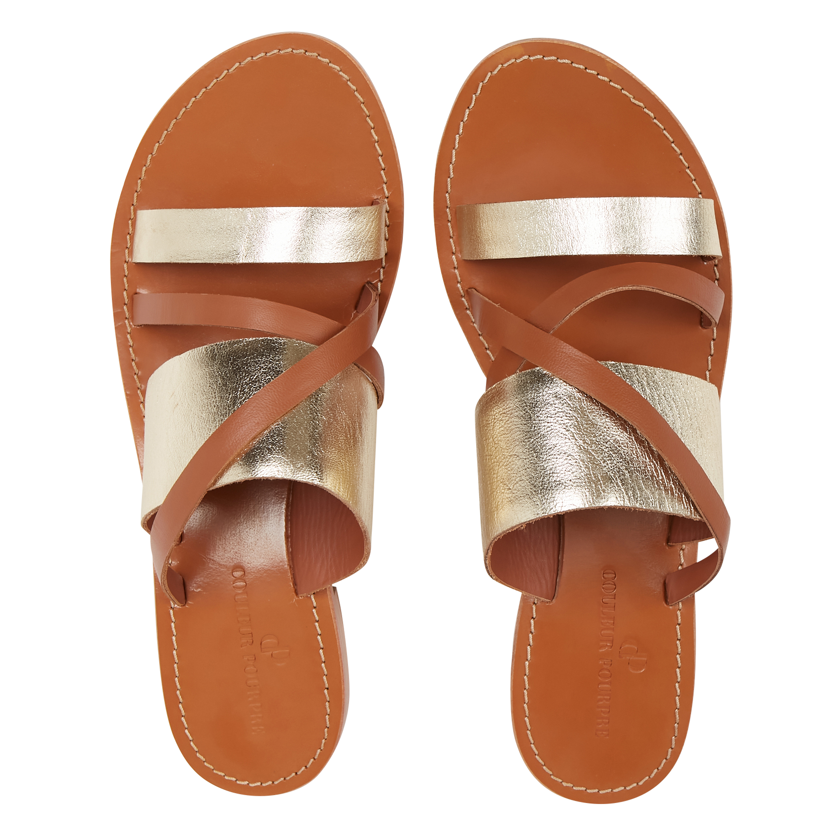 BODOS - Sandales plates en cuir| Marron