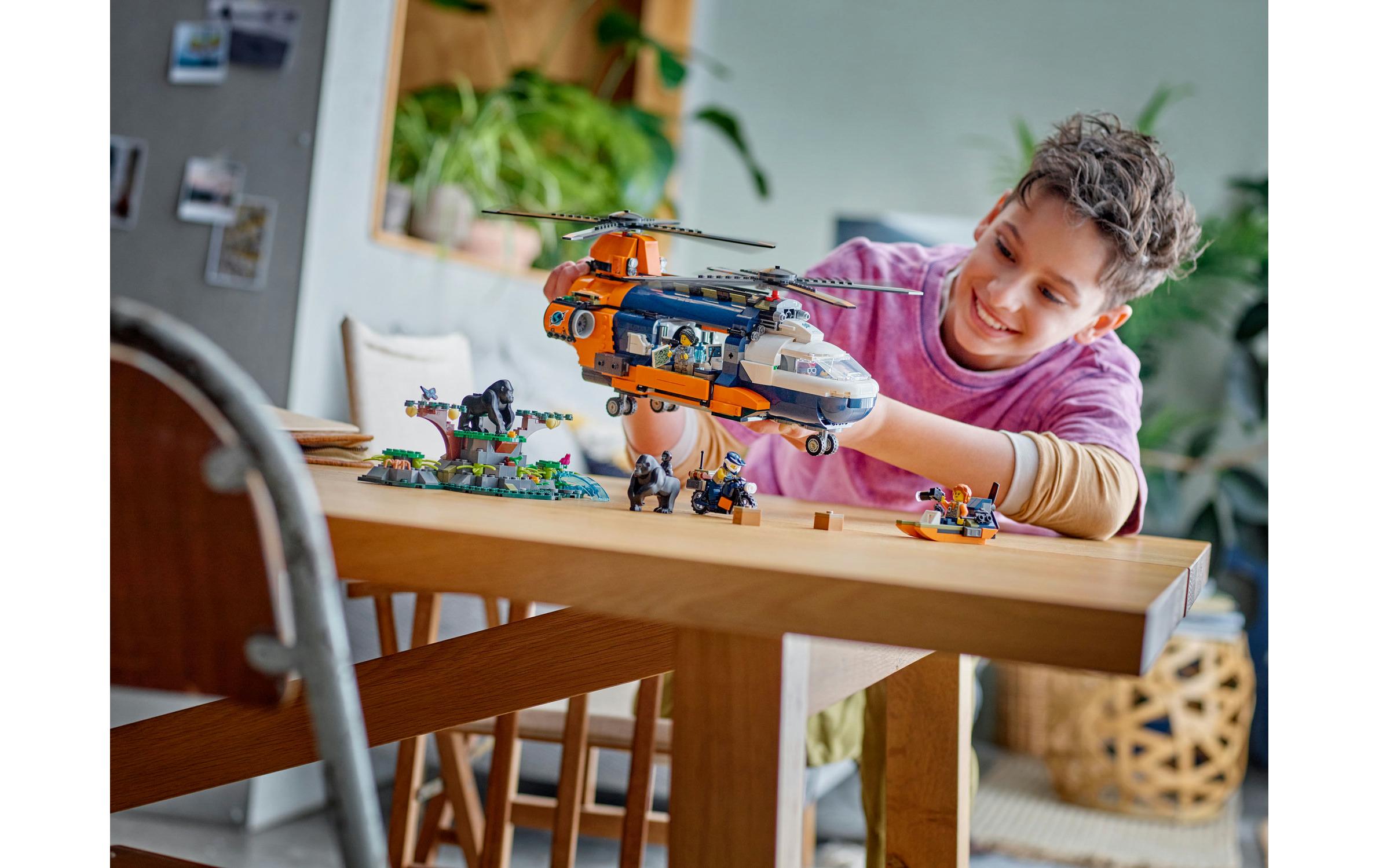 City Dschungelforscher-Hubschrauber 60437Spielset mit detailgetreuem Tandemhubschrauber