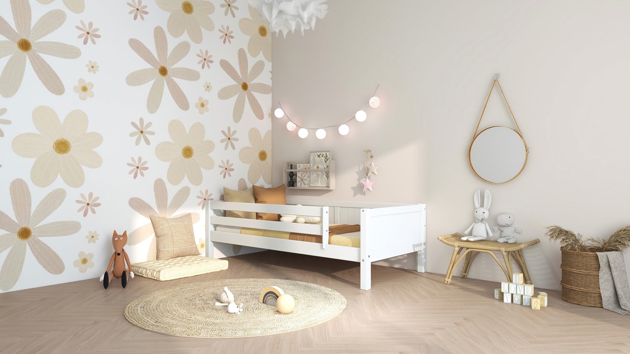 Bedbank Puck met paneel en uitvalbeveiliging wit