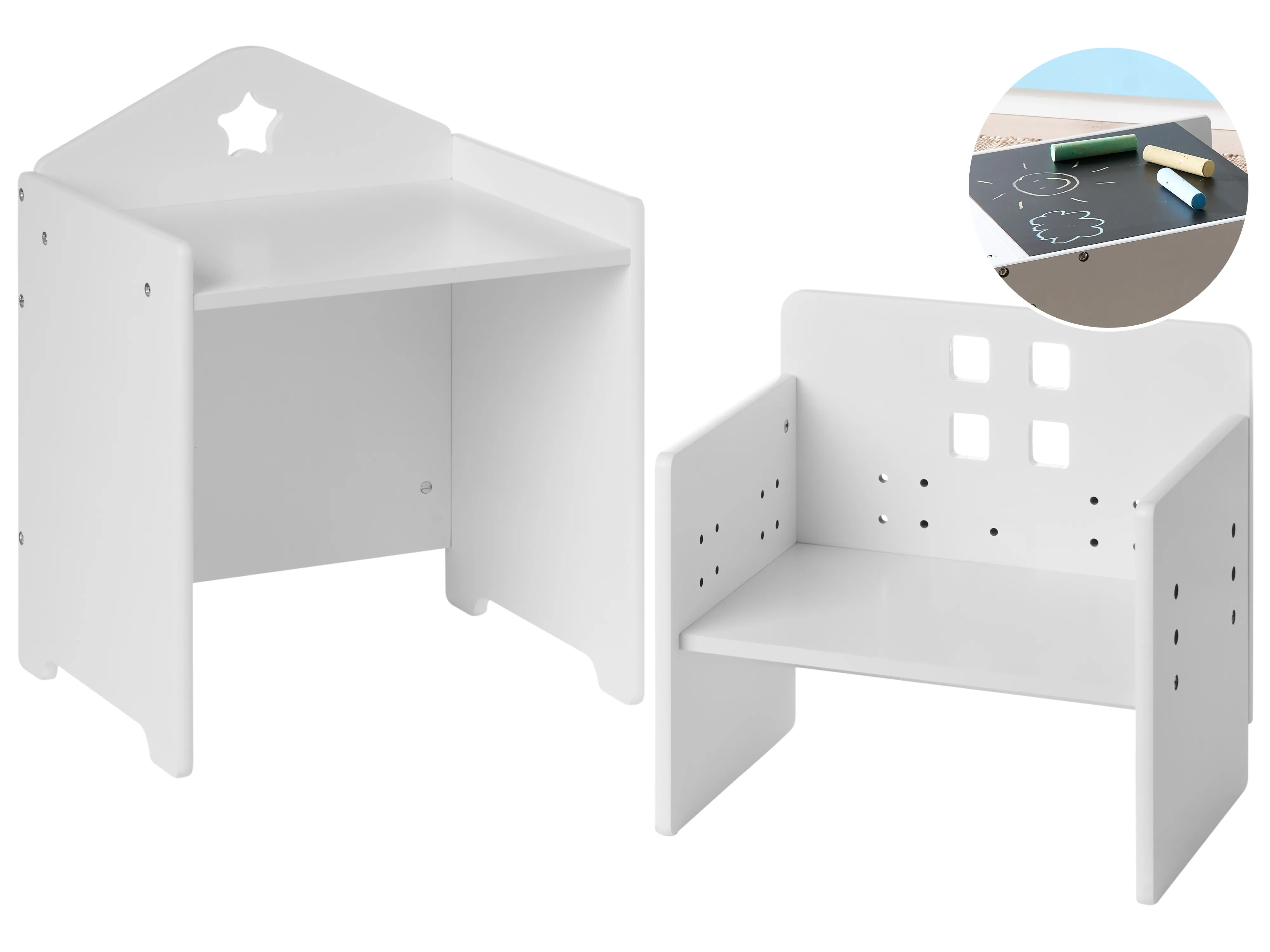 Kindertafel en stoel set ELANORA Wit montessori