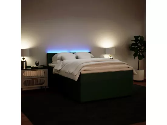 Sommier à lattes de lit et matelas Vert foncé 140x190cm Velours