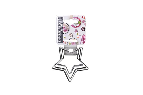 SET DE 3 EMPORTE PIECES ETOILE INOX