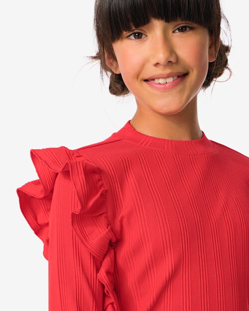t-shirt enfant côte avec volant rouge