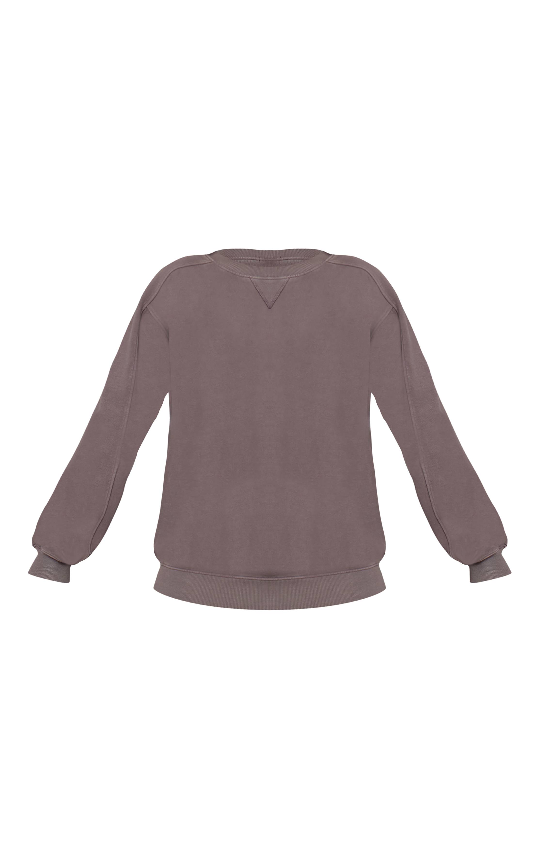 Charbon Sweat-shirt Délavé À L'acide Avec Surpiqûres Croisées - Coupe Tall