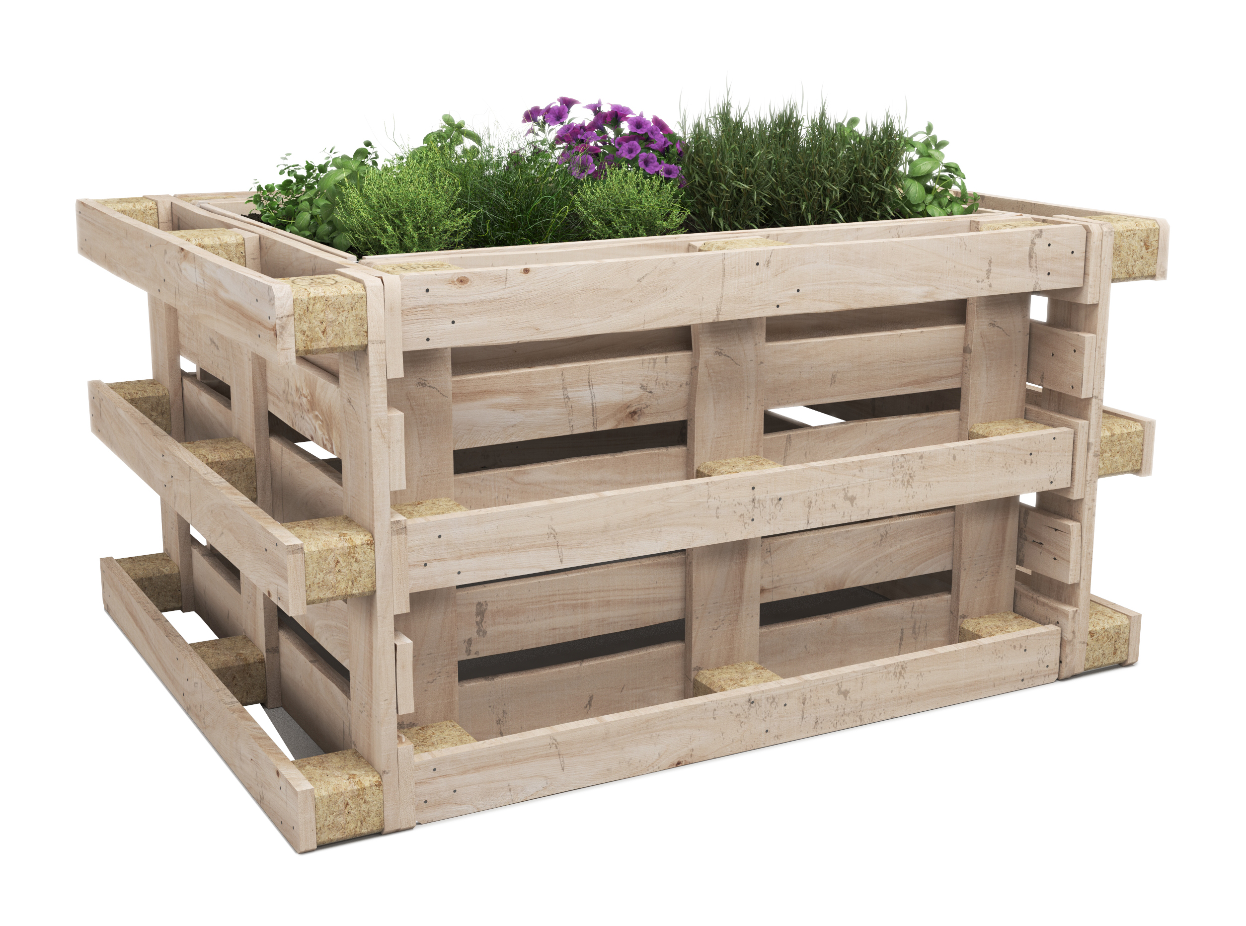 Hochbeet mit 4 Paletten Holz 149 x 120 x 80 cm