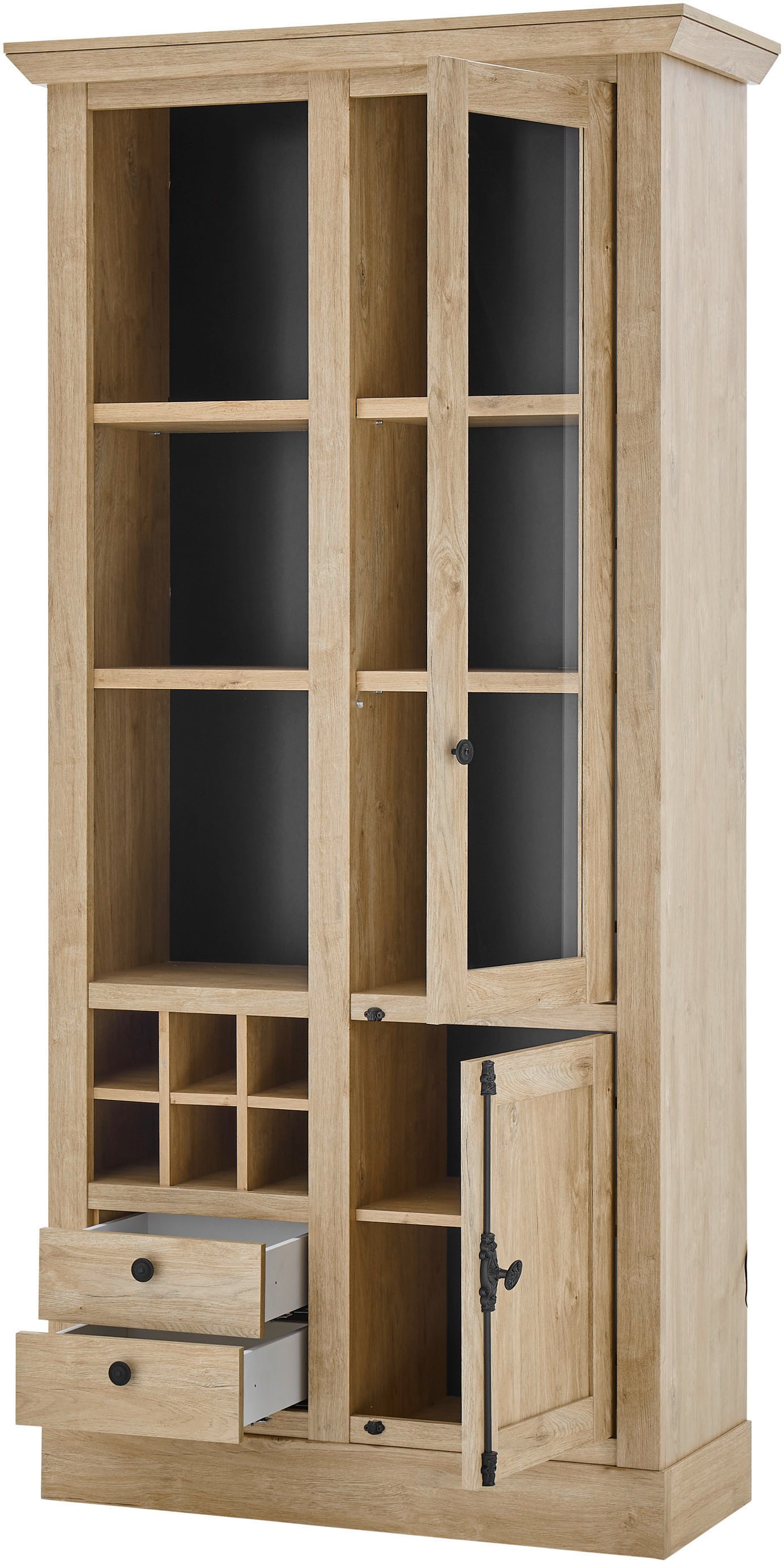 Home affaire Wohnwand »Cornwall, Anbauwand im Landhausstil, Wohnzimmer-Set, in Eiche Dekor« Set, 3 Stk. tlg.