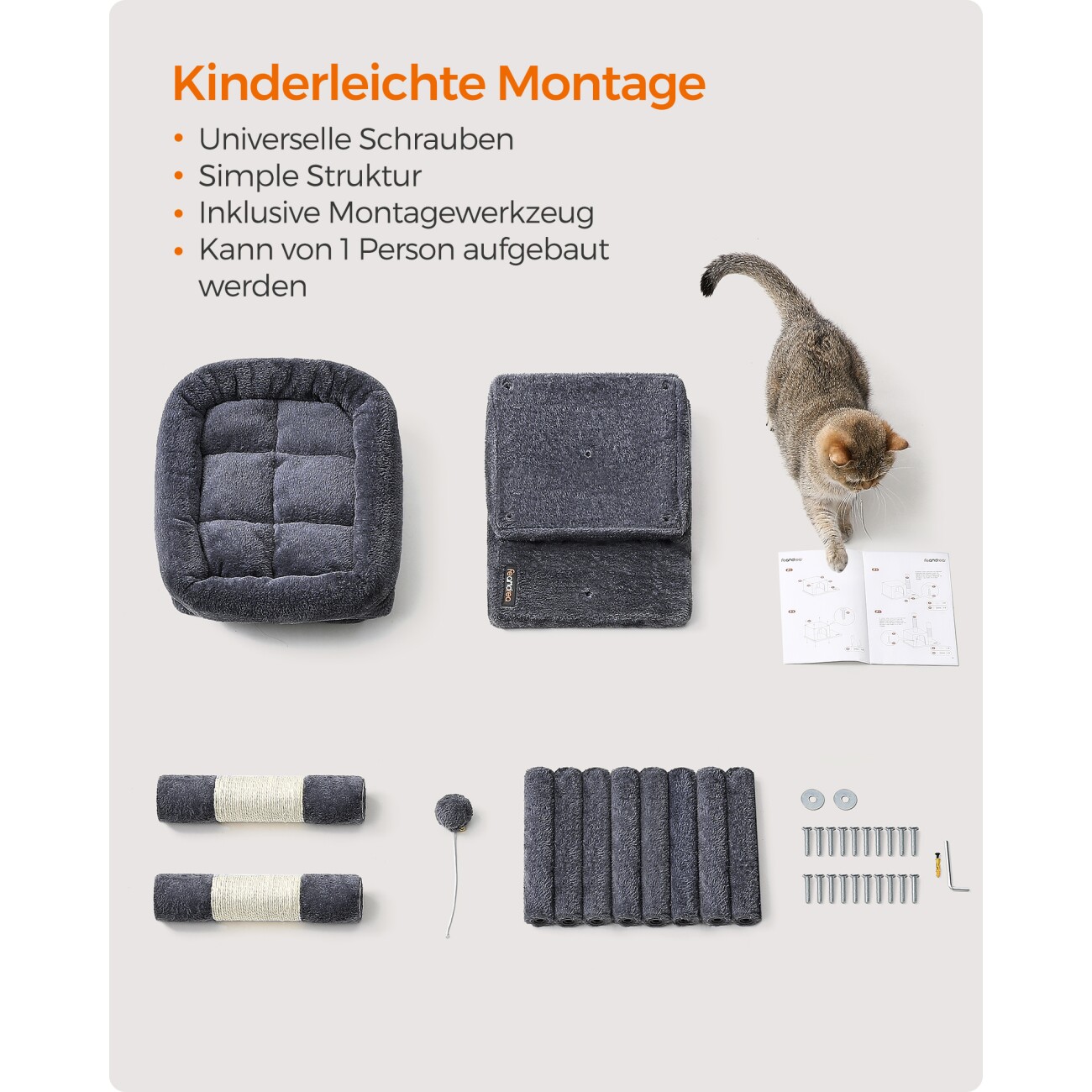 FEANDREA Kratzbaum 74 cm dunkelgrau