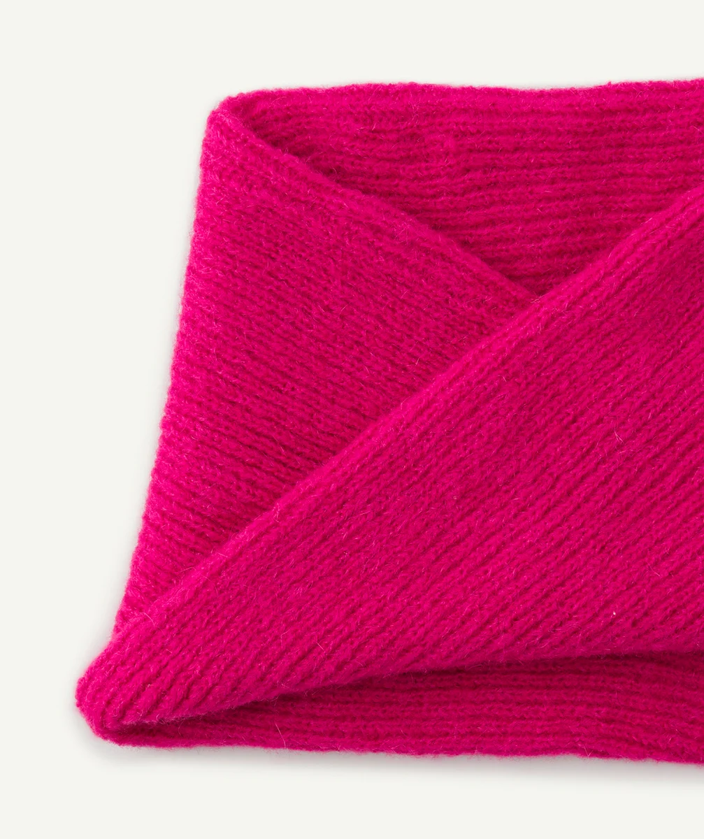 SNOOD EN TRICOT FILLE ROSE NÉON
