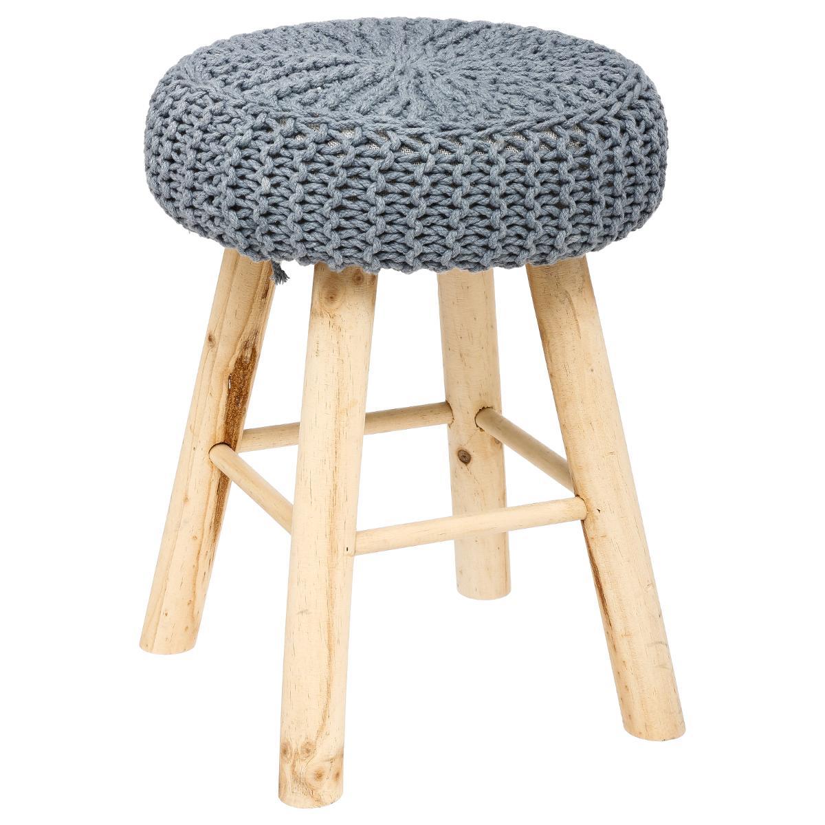 TABOURET APPOINT COTON SUZETTE GRIS FONCE