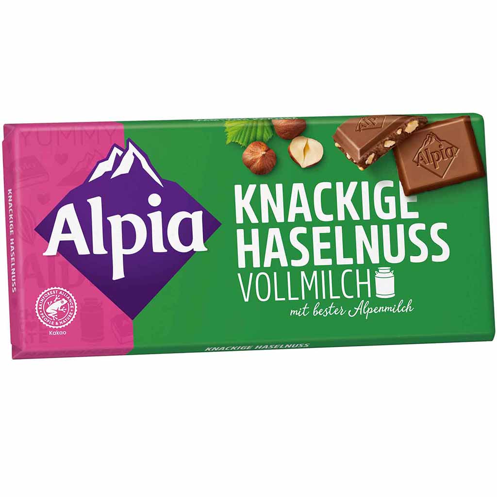 Alpia Tafelschokolade Knackige Haselnuss Vollmilch 100g MHD:11.7.25
