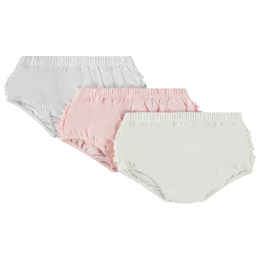 Lot de 3 culottes cache-couche volantées pour bébé fille - Blanc