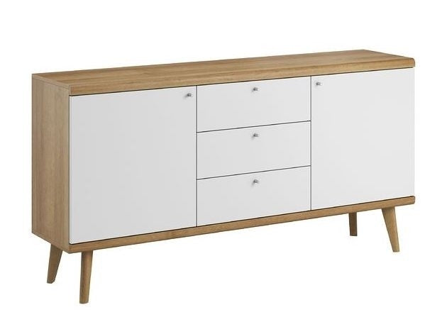 Meubella - Dressoir Primavera - Wit - Licht eiken - 160 cm