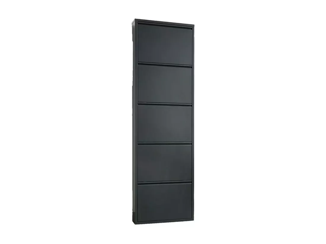 Meuble à chaussures Isidro, Meuble à chaussures en métal, Armoire d'entrée polyvalente, Rangement pour chaussures, 50x15h172 cm, Noir