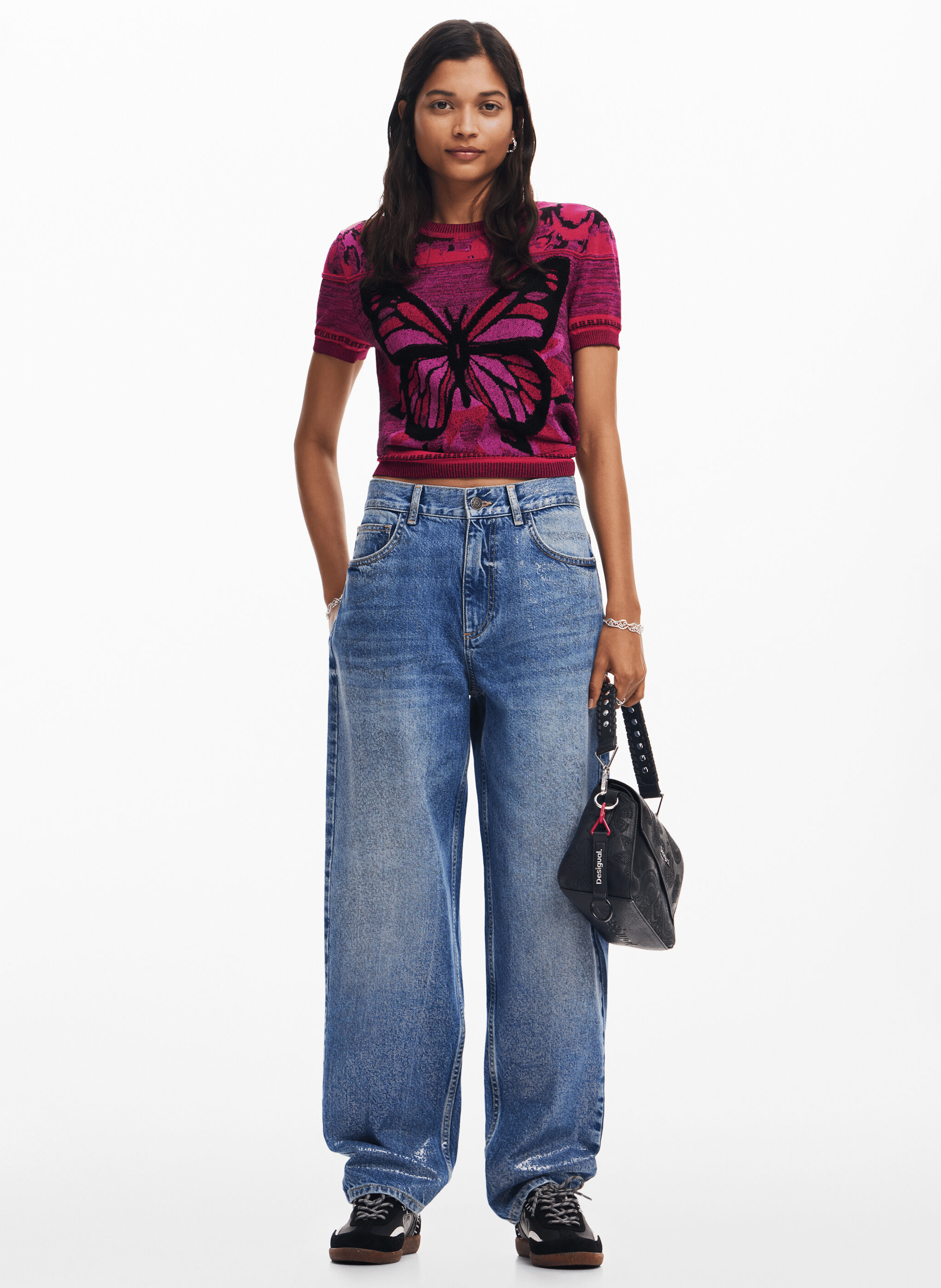 Tee-shirt en maille papillon | Rouge