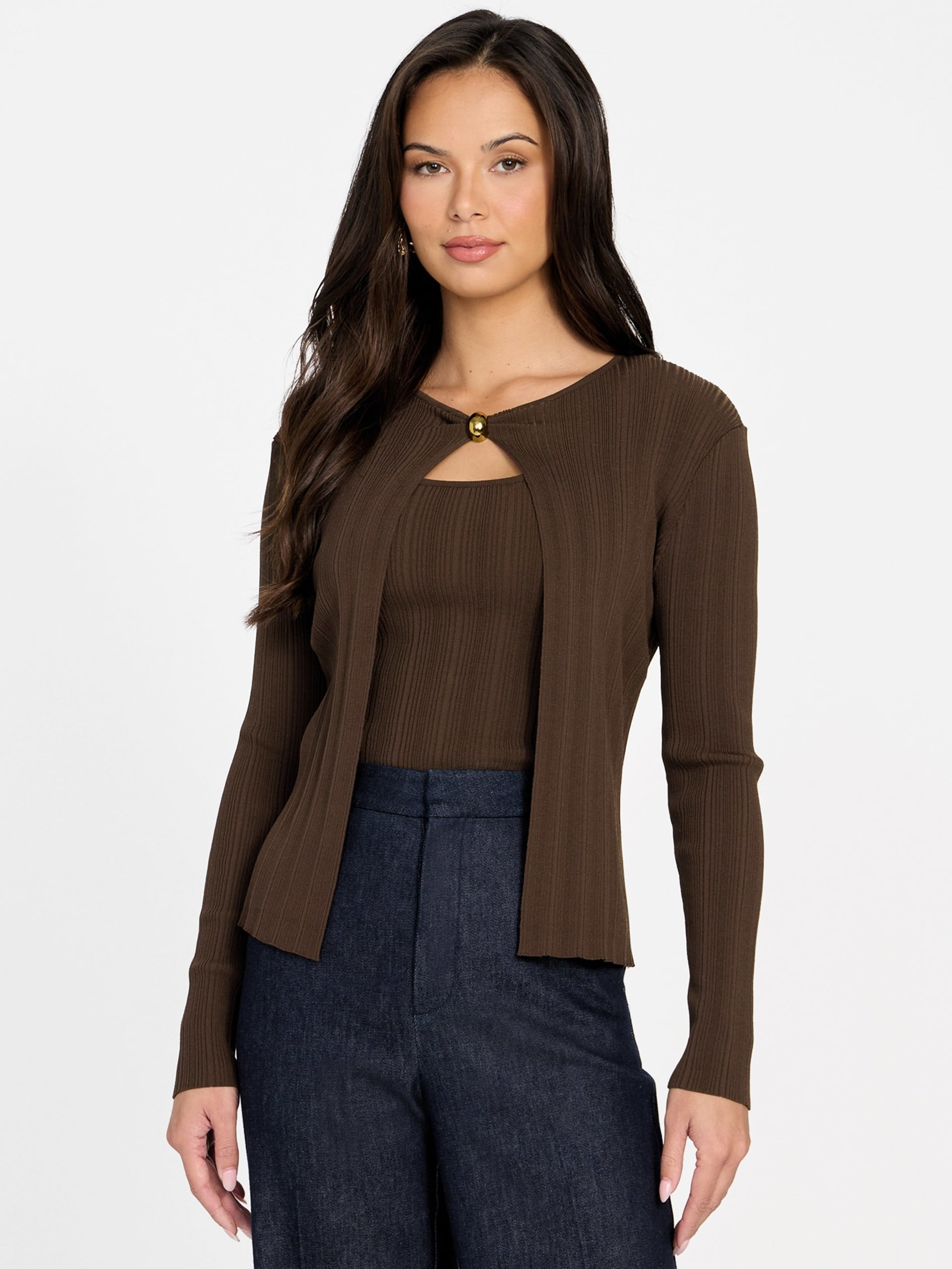 Conjunto de suéter canelado Kathleen