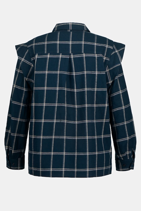 Bluse, Karo, Hemdkragen, Langarm, Biobaumwolle