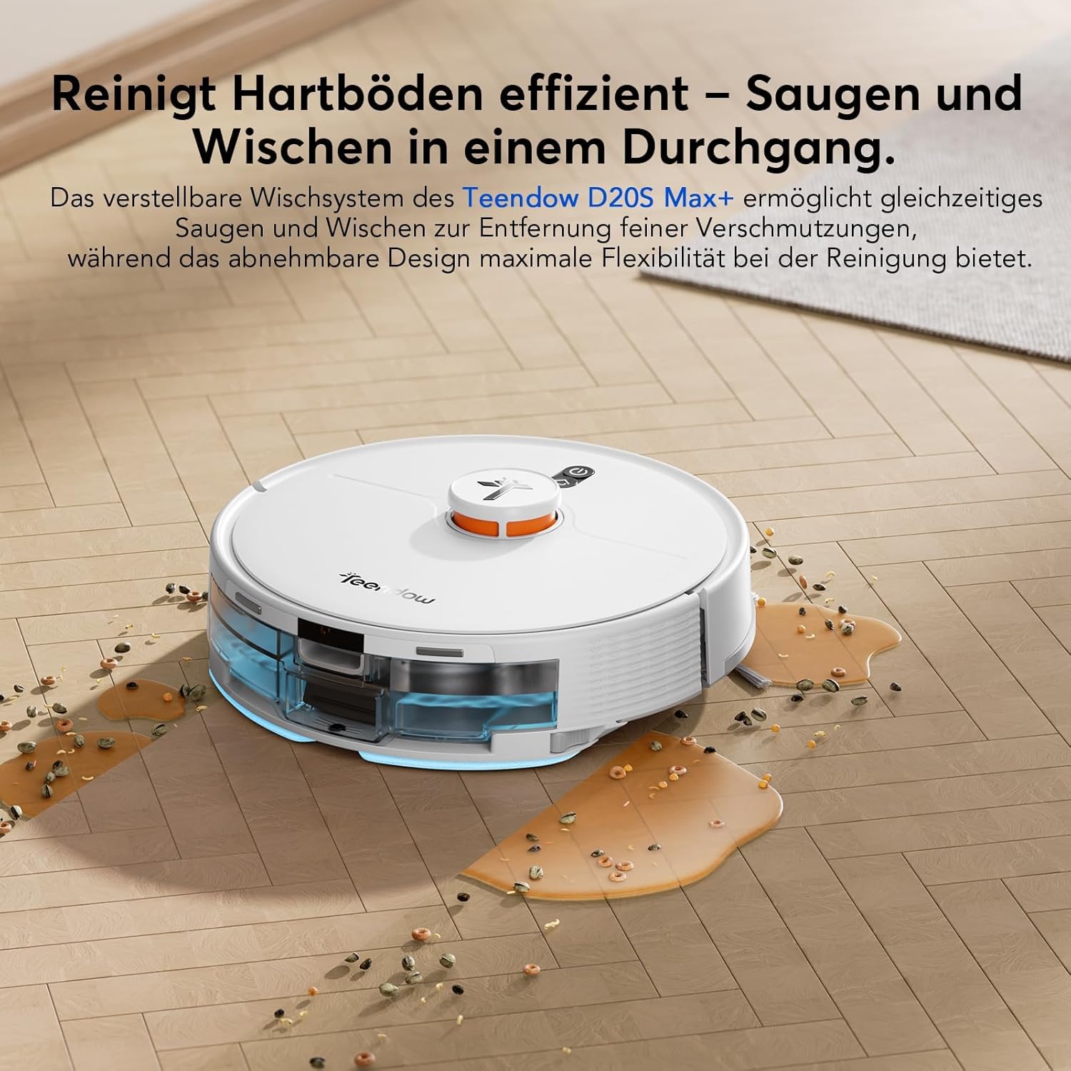 Teendow D20S Max+ Saugroboter mit Wischfunktion, 8000Pa Starke Saugleistung, Saugroboter mit Absaugstation und Tierpflege-Zubehör, LiDAR-Navigation, App und Sprachsteuerung, Ideal für Tierhaare