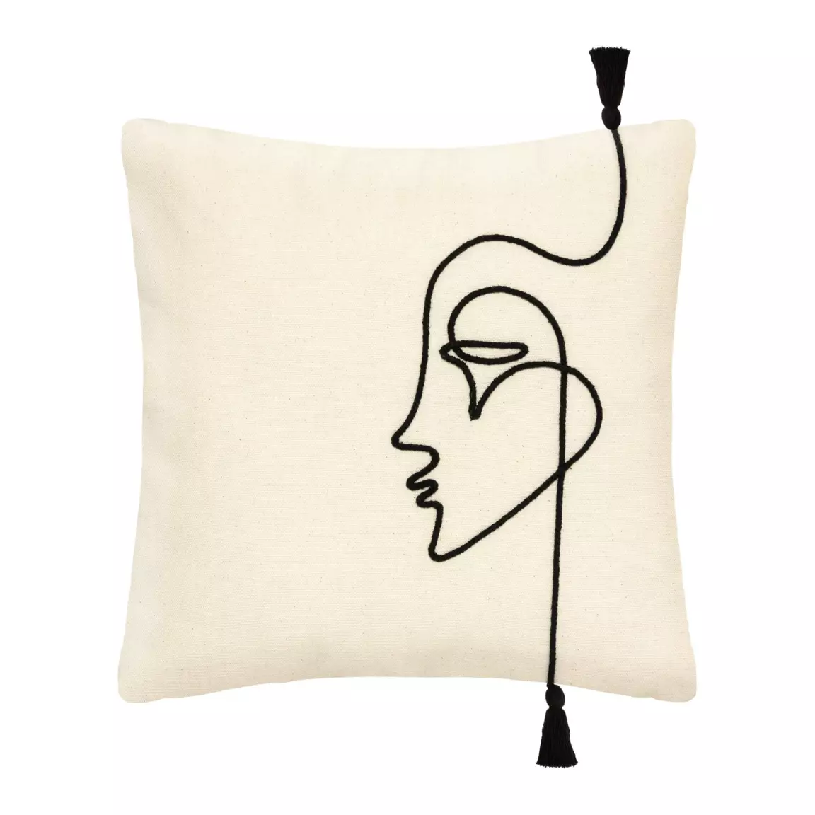 Housse de coussin carrée coton (40 x 40 cm) Visage Ivoire