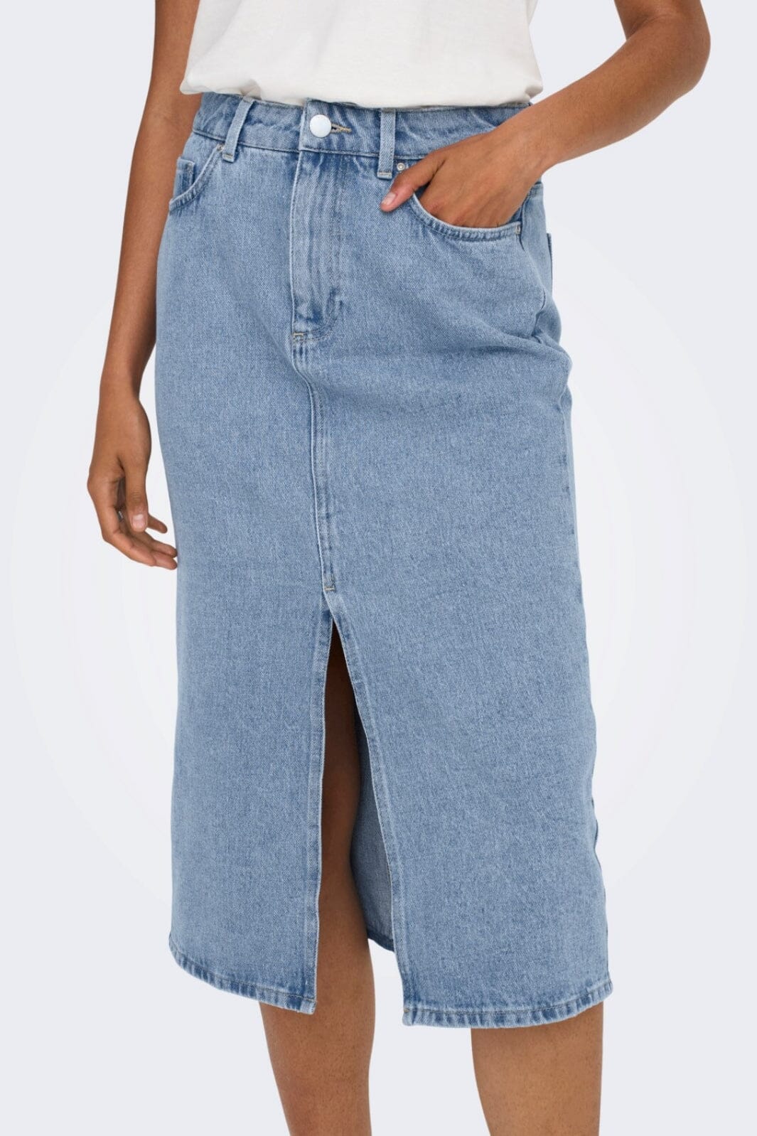 Only Onlbianca Midi Skirt Rea 4460381 light blue denim