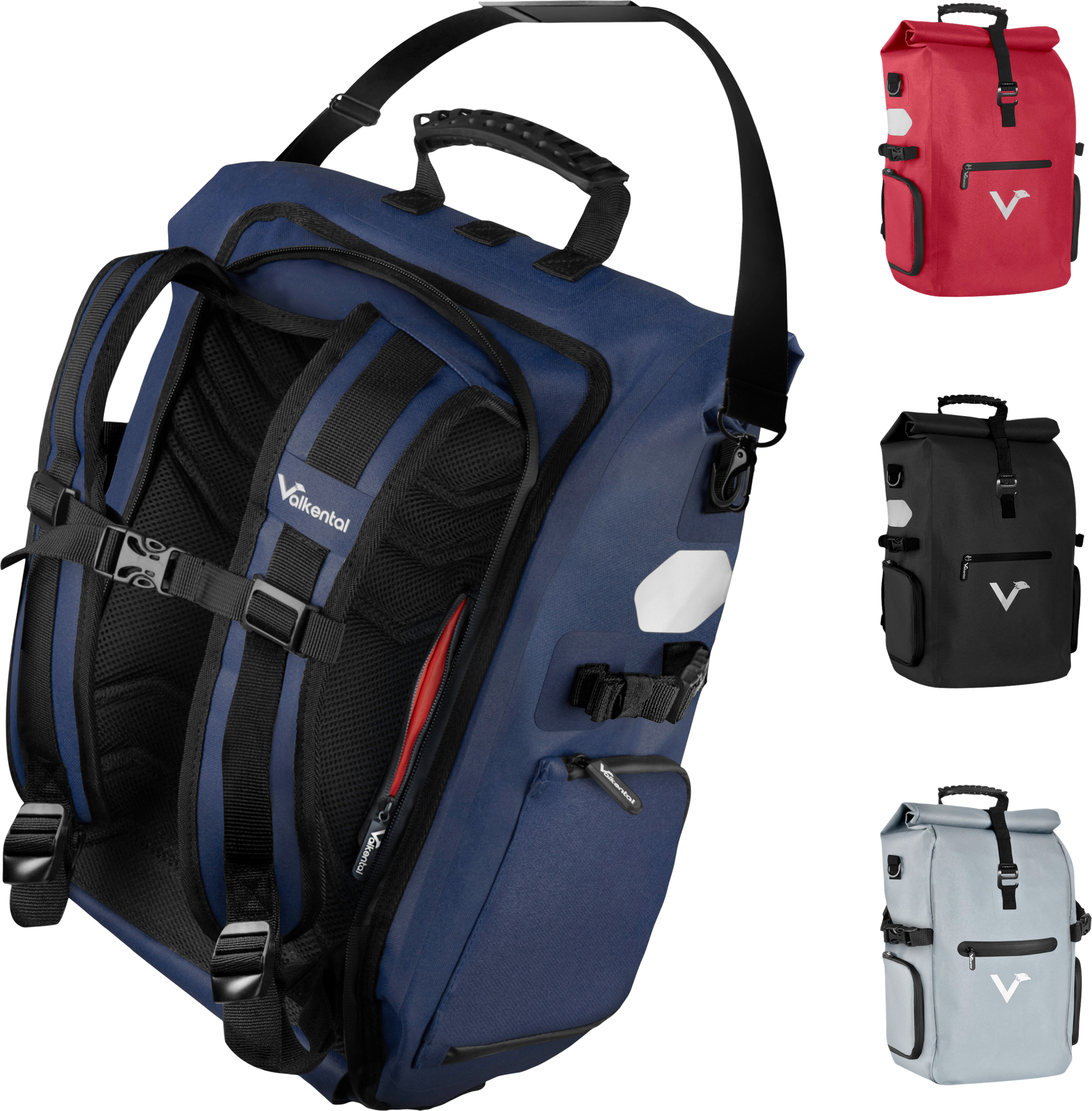 Valkental ValkPro 3-in-1 Fahrradtasche 26 Liter blau
