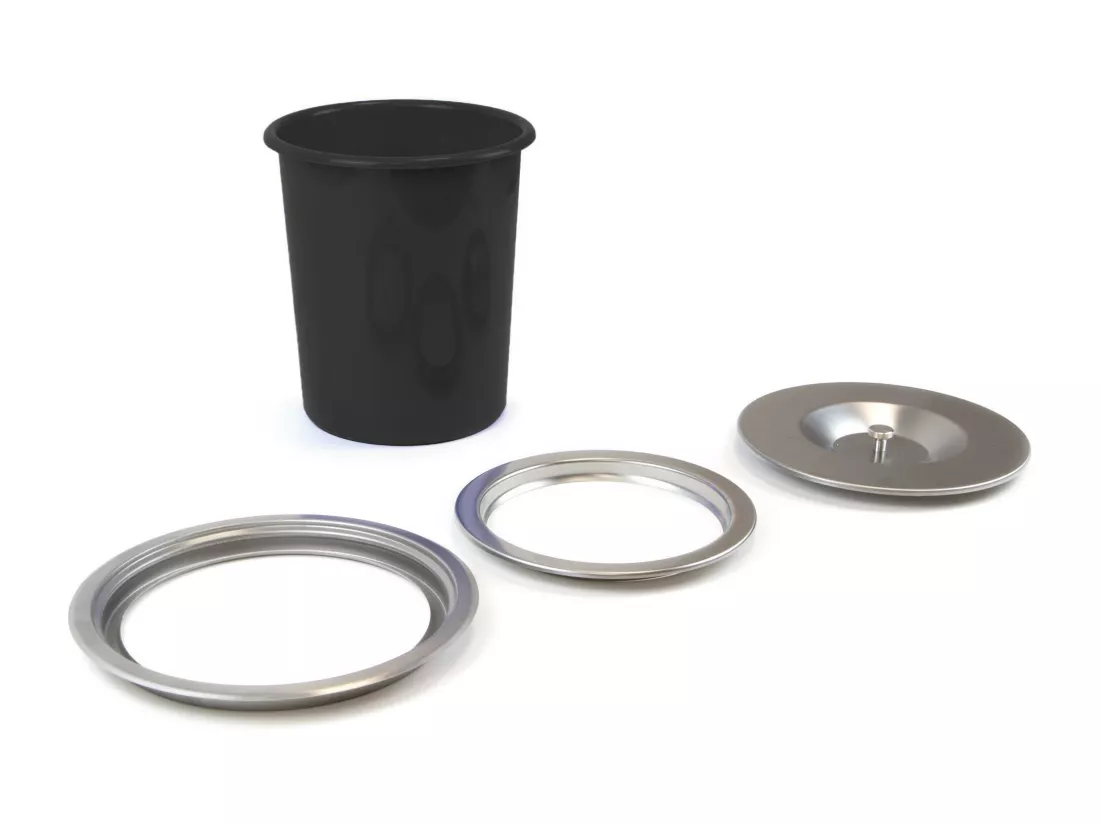 WELL HOME - Poubelle intégrée aux plans de travail, avec couvercle en acier inoxydable noir de 5 L