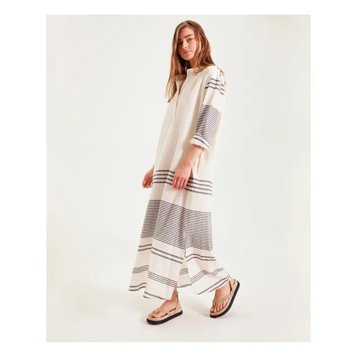 Sacrécoeur Robe Nina Rayures Gaze de Coton Bio | Ecru