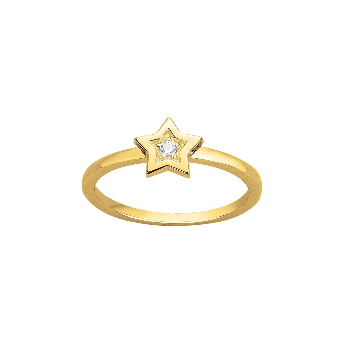 Bague en Plaqué Or avec oxyde de zirconium blanc