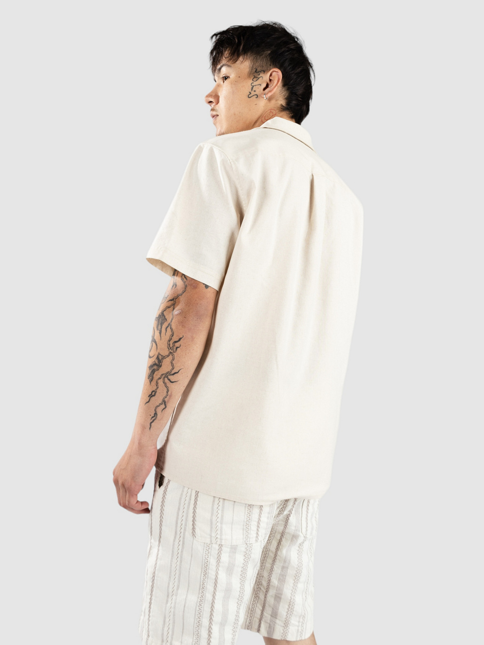 Anerkjendt Akleo S-S Cot-Linen Shirt brown rice
