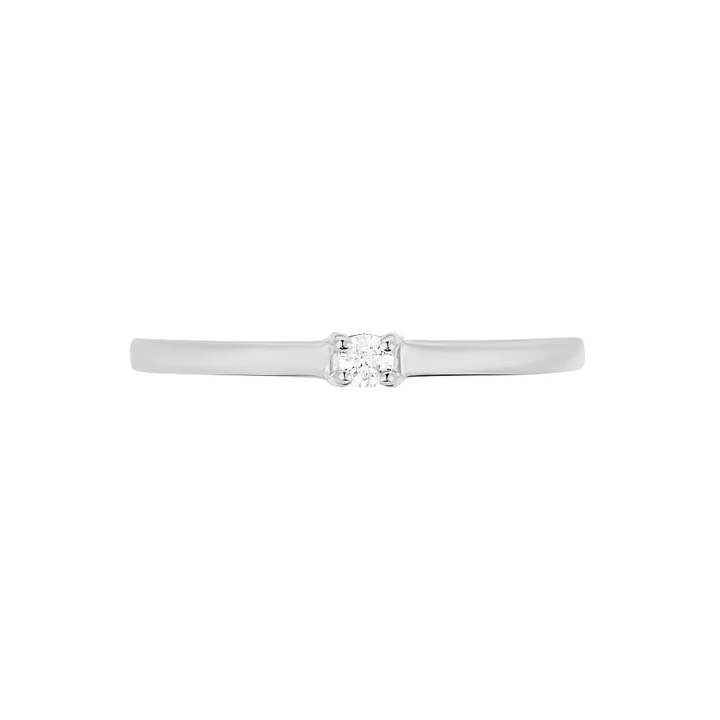 Bague Solitaire Superposition Or Blanc Diamant